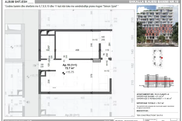 Apartment for sale in Tirana 1+1, Emty