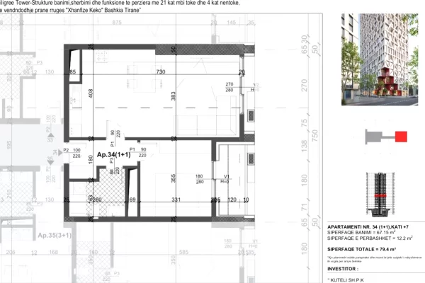 Shtepi ne shitje 1+1 ne Tirane - 158,000 Euro