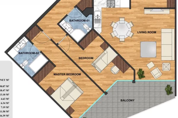 Apartament 2+1 per shitje tek Palladium Residence tek Liqeni i Thate.