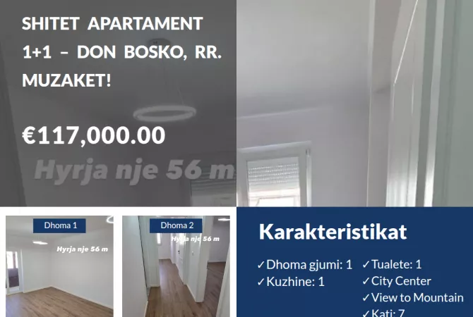 House for Sale 1+1 in Tirana - 117,000 Euro