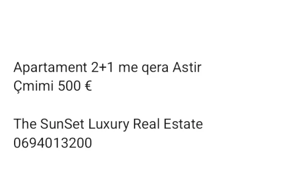 Shtepi me qera 2+1 ne Tirane - 500 Euro