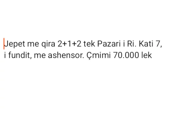 Shtepi me qera 2+1 ne Tirane - 70,000 Leke