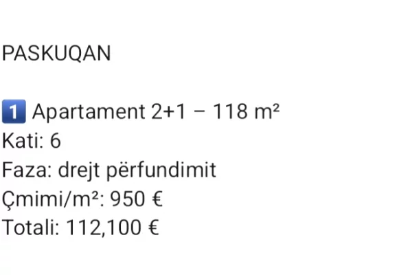 Shtepi ne shitje 2+1 ne Tirane - 101,116 Euro