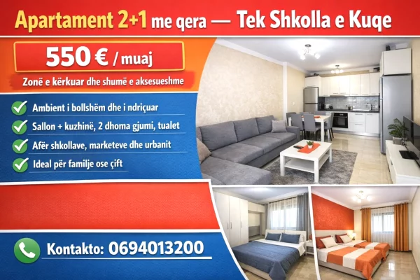 Shtepi me qera 2+1 ne Tirane - 550 Euro