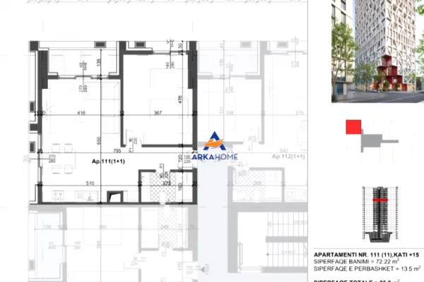 House for Sale 1+1 in Tirana - 188,760 Euro