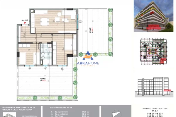 SHITET APARTAMENT 2+1+BALLKON "UNIVERS CITY, QTU " 129.890 EURO