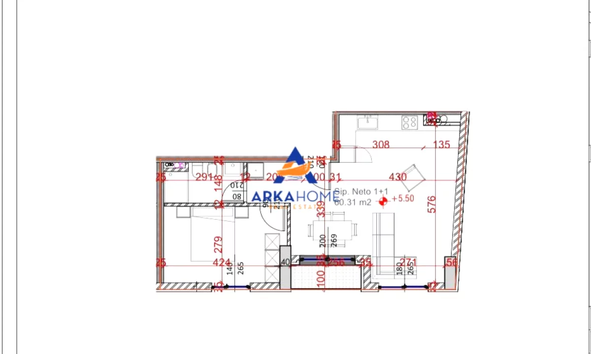 Shtepi ne shitje Apartament ne Tirane, 1+1, Mobilimi Bosh, pa mobiluar, Pagesa 129,500  Euro.