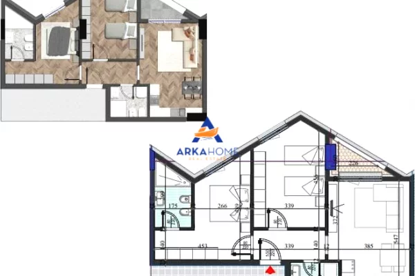 Shtepi ne shitje Apartament ne Tirane, 2+1, Mobilimi Bosh, pa mobiluar, Pagesa 170,275  Euro.