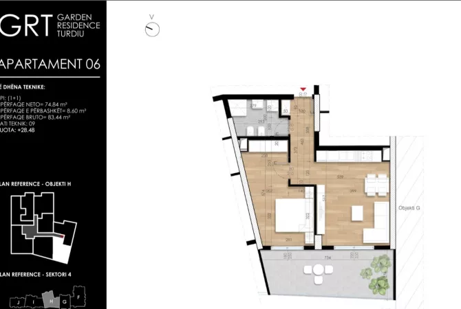 Apartment for sale in Tirana 1+1, Emty
