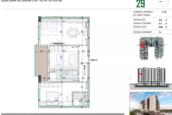 Shtepi ne shitje 2+1 ne Tirane - 99,610 Euro