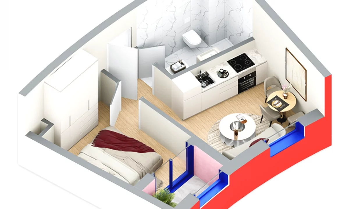 Shtepi ne shitje Apartament ne Tirane, 1+1, Mobilimi Bosh, pa mobiluar, Pagesa 77,000  Euro.