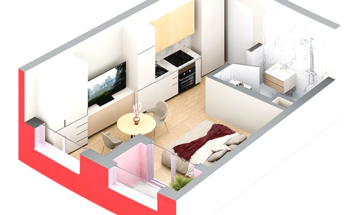 Shtepi ne shitje Apartament ne Tirane, Garsoniere, Mobilimi Bosh, pa mobiluar, Pagesa 68,000  Euro.