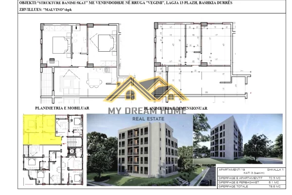 Apartment for sale in Durres 2+1, Emty