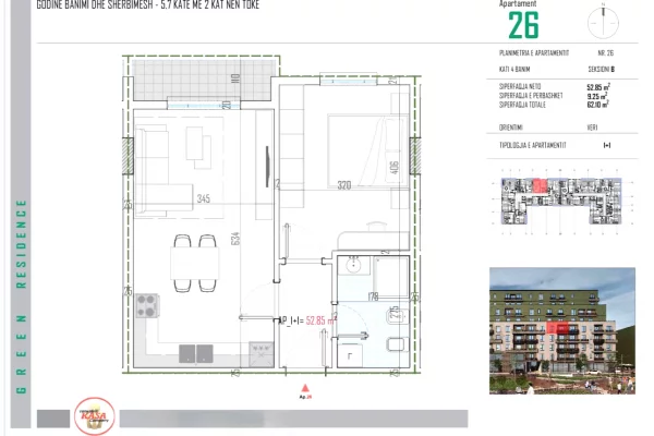 House for Sale 1+1 in Tirana - 59,000 Euro