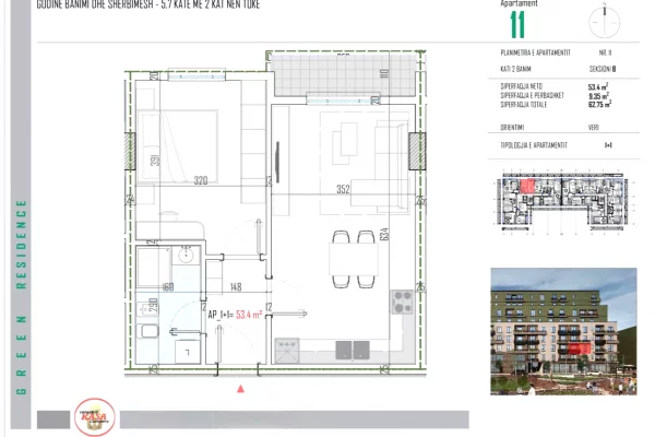 House for Sale 1+1 in Tirana - 59,000 Euro