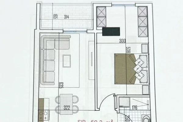 Shtepi ne shitje Apartament ne Tirane, 1+1, Mobilimi E mobiluar, Pagesa 73,404  Euro.