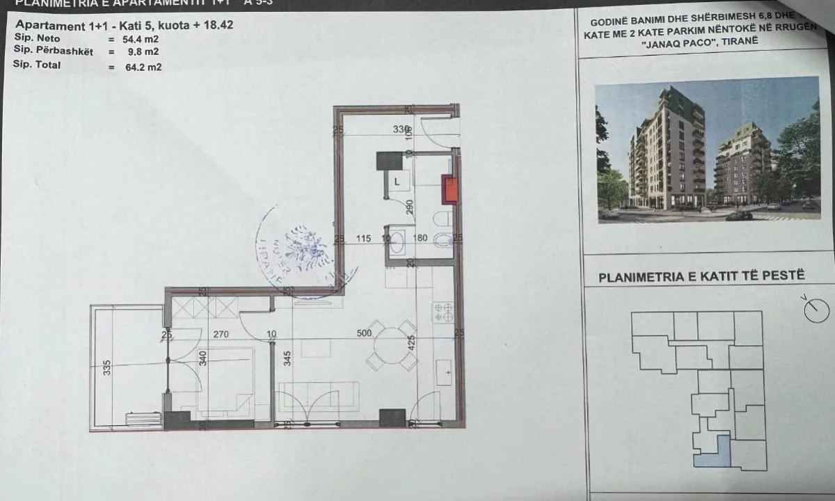 Shtepi ne shitje Apartament ne Tirane, 1+1, Mobilimi Bosh, pa mobiluar, Pagesa 112,500  Euro.