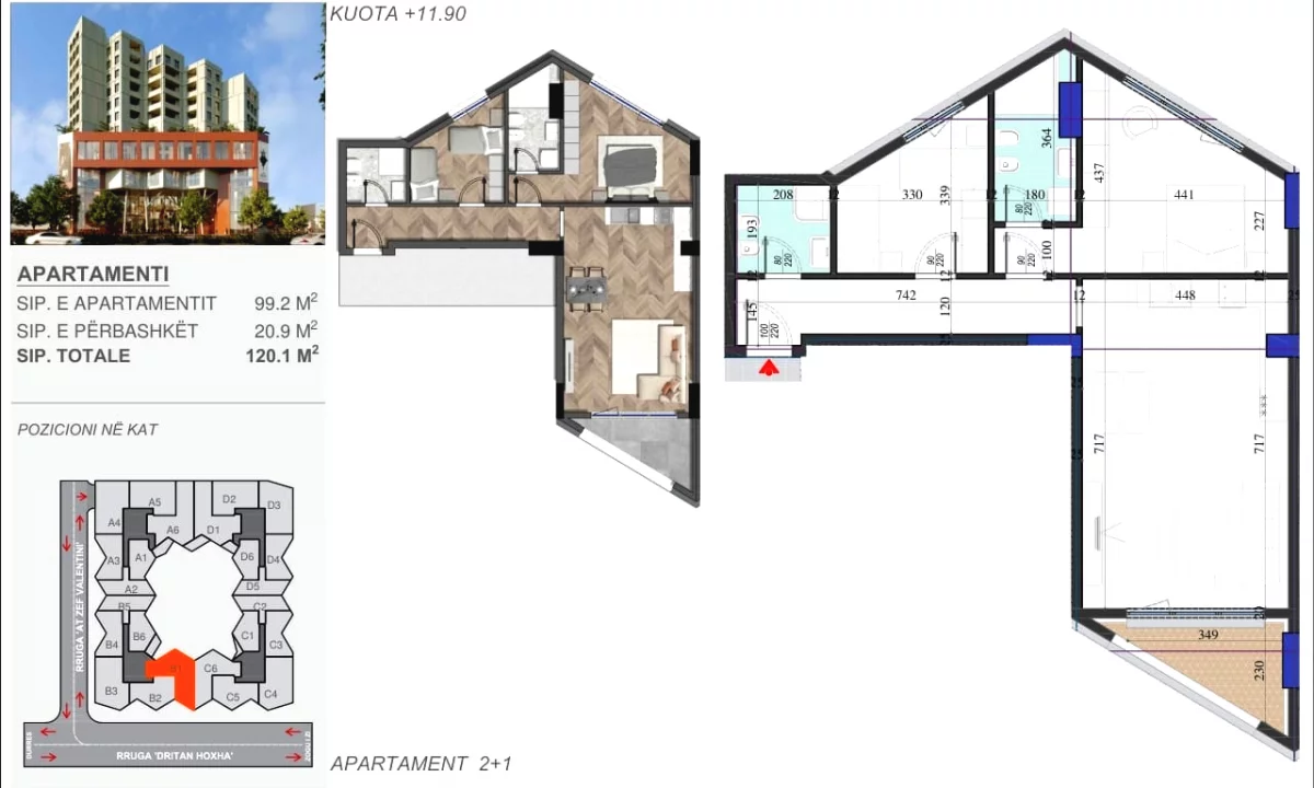 Apartment for sale in Tirana 2+1, Emty