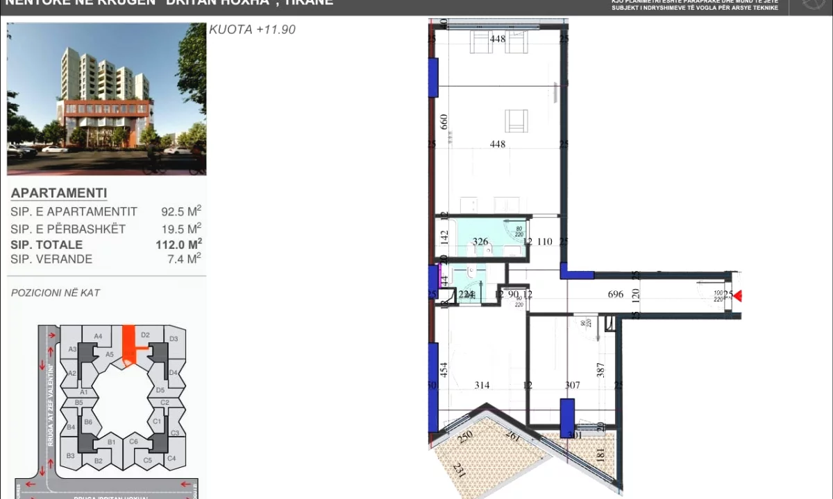 Apartment for sale in Tirana 2+1, Emty