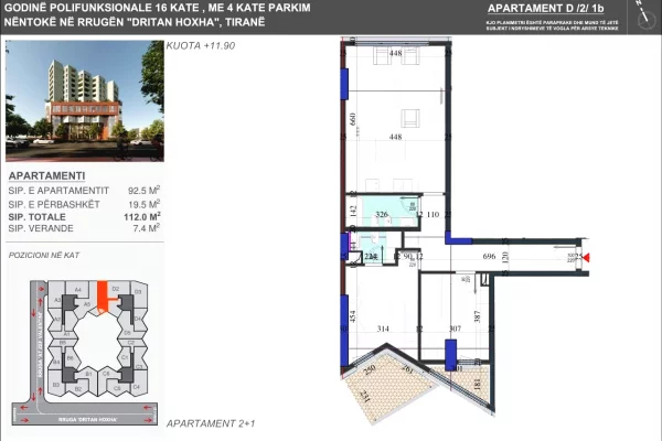 House for Sale 2+1 in Tirana - 202,000 Euro