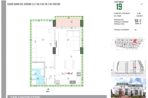Apartment for sale in Tirana 1+1, Emty