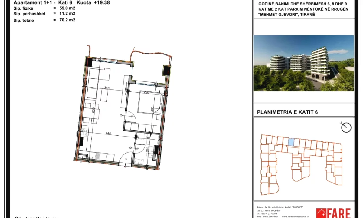 Apartment for sale in Tirana 1+1, Emty