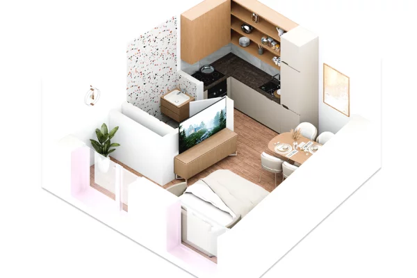 Shtepi ne shitje Apartament ne Tirane, Garsoniere, Mobilimi Bosh, pa mobiluar, Pagesa 70,000  Euro.