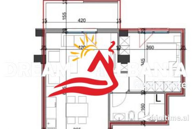 Shtepi ne shitje Apartament ne Tirane, 1+1, Mobilimi Bosh, pa mobiluar, Pagesa 97,000  Euro.