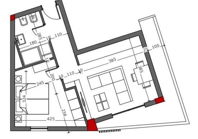 Shtepi ne shitje Apartament ne Tirane, 1+1, Mobilimi Bosh, pa mobiluar, Pagesa 73,200  Euro.