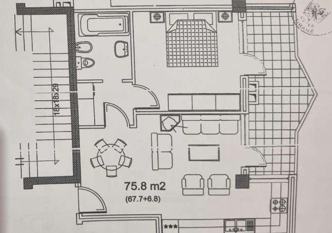 Shtepi ne shitje Apartament ne Tirane, 1+1, Mobilimi Bosh, pa mobiluar, Pagesa 128,000  Euro.