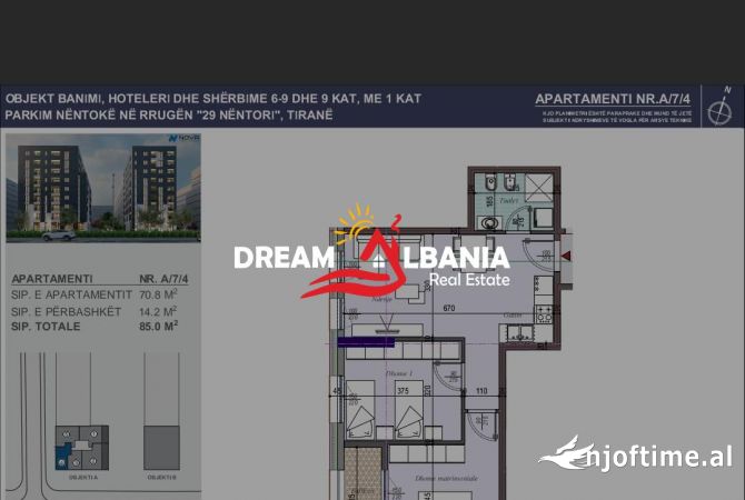 Shtepi ne shitje Apartament ne Tirane, 2+1, Mobilimi Bosh, pa mobiluar, Pagesa 109,650  Euro.