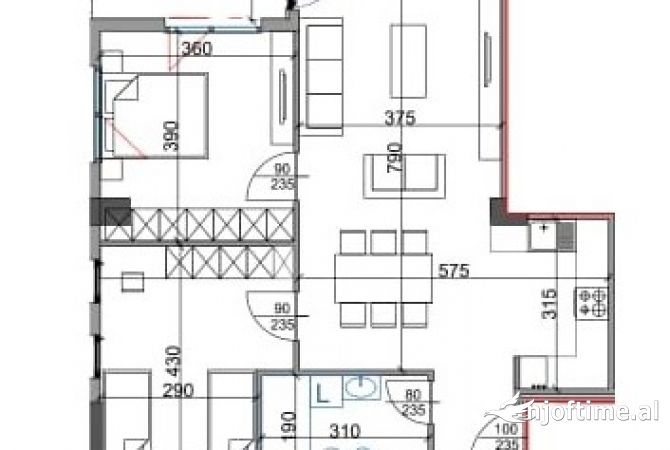 Shtepi ne shitje Apartament ne Tirane, 2+1, Mobilimi Bosh, pa mobiluar, Pagesa 179,520  Euro.