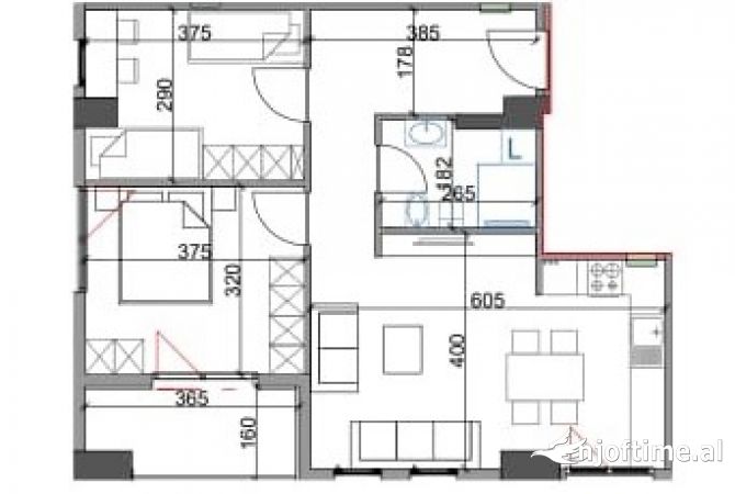 Shtepi ne shitje Apartament ne Tirane, 2+1, Mobilimi Bosh, pa mobiluar, Pagesa 179,520  Euro.