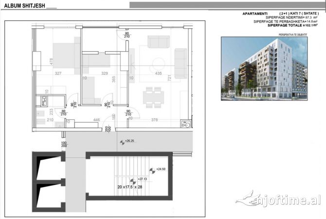 Shtepi ne shitje Apartament ne Tirane, 2+1, Mobilimi Bosh, pa mobiluar, Pagesa 265,460  Euro.