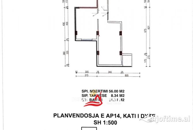 Shtepi ne shitje Apartament ne Tirane, 1+1, Mobilimi Bosh, pa mobiluar, Pagesa 120,000  Euro.