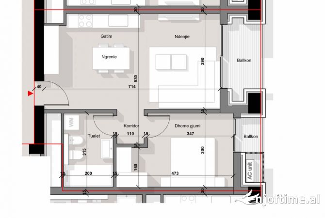 Shtepi ne shitje 1+1 ne Tirane - 185,000 Euro