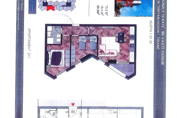 House for Sale 2+1 in Tirana - 159,000 Euro