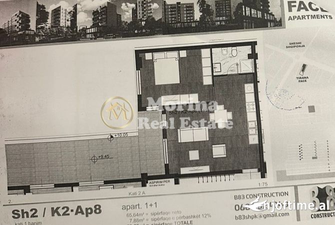 Shtepi ne shitje Apartament ne Tirane, 1+1, Mobilimi Bosh, pa mobiluar, Pagesa 117,000  Euro.