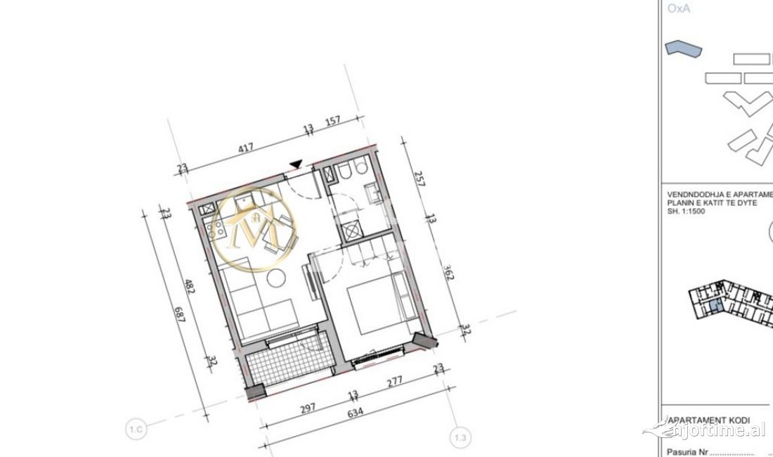Shtepi ne shitje Apartament ne Tirane, 1+1, Mobilimi Bosh, pa mobiluar, Pagesa 69,000  Euro.