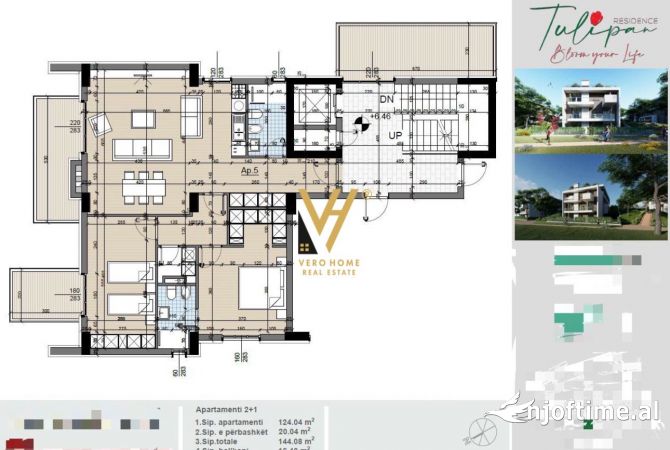 Shtepi ne shitje Apartament ne Tirane, 2+1, Mobilimi Bosh, pa mobiluar, Pagesa 317,000  Euro.