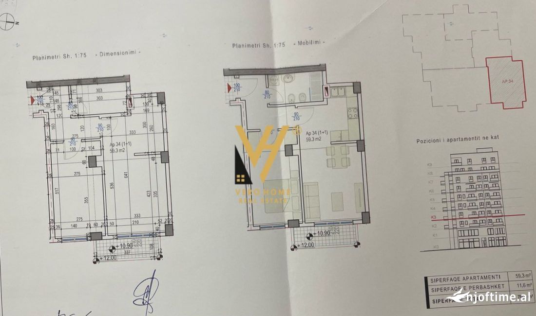 Shtepi ne shitje Apartament ne Tirane, 1+1, Mobilimi Bosh, pa mobiluar, Pagesa 248,500  Euro.
