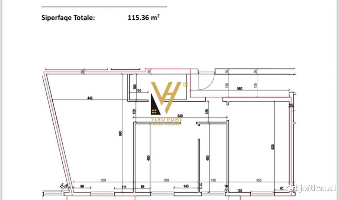 Shtepi ne shitje Apartament ne Tirane, 2+1, Mobilimi Bosh, pa mobiluar, Pagesa 197,000  Euro.