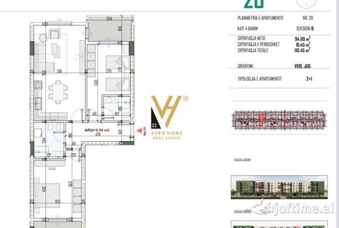 Shtepi ne shitje 2+1 ne Tirane - 87,000 Euro