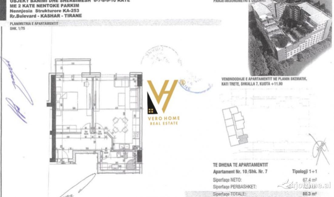 Shtepi ne shitje Apartament ne Tirane, 1+1, Mobilimi Bosh, pa mobiluar, Pagesa 96,500  Euro.