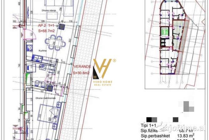 Shtepi ne shitje 1+1 ne Tirane - 150,000 Euro
