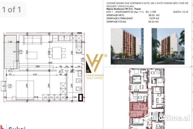 Shtepi ne shitje 1+1 ne Tirane - 115,500 Euro