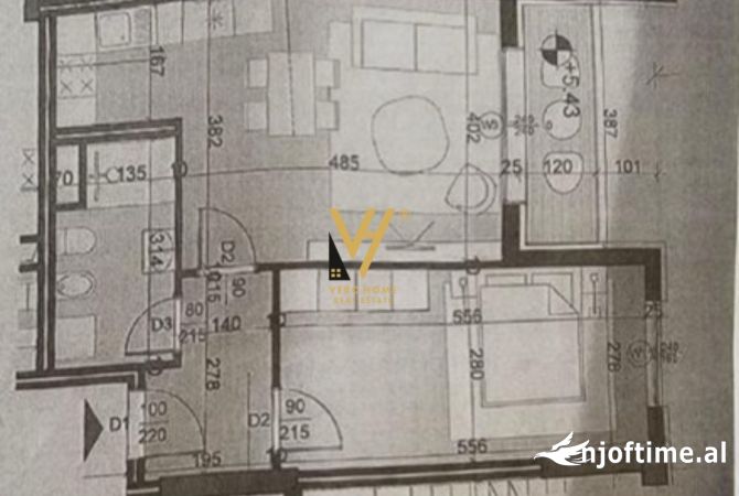 Shtepi ne shitje Apartament ne Tirane, 1+1, Mobilimi Bosh, pa mobiluar, Pagesa 95,300  Euro.