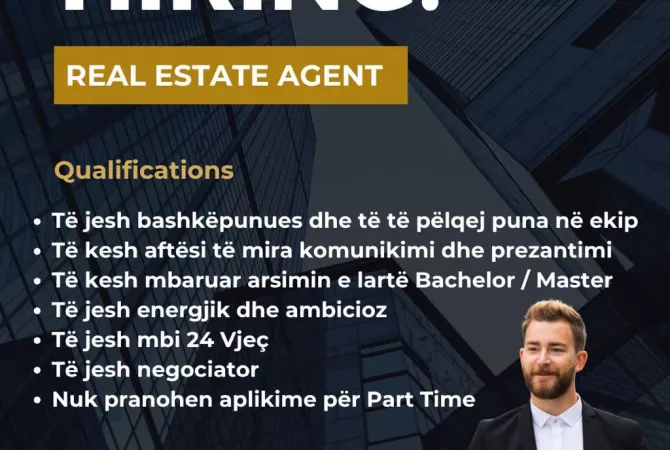 Njoftime Pune AGJENT IMOBILARE