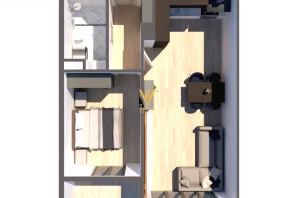 Shtepi ne shitje Apartament ne Tirane, 1+1, Mobilimi Bosh, pa mobiluar, Pagesa 190,500  Euro.